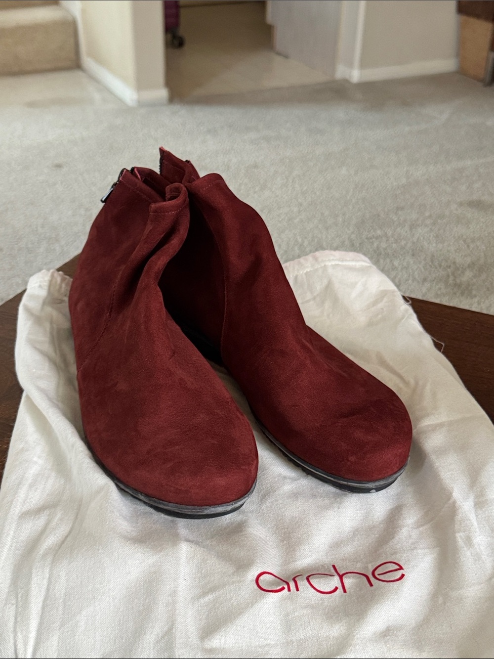 Arche Baryky Women's Wine Red Suede Ankle Booties